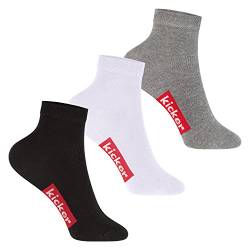 kicker Kinder Kurzschaft Socken (3 Paar) Schwarz Weiß Grau 31-34 von kicker