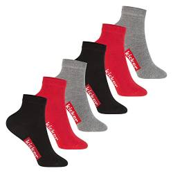 kicker Kinder Kurzschaft Socken (6 Paar) Schwarz Rot Grau 31-34 von kicker