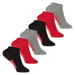 kicker Kinder Sneaker Socken (6 Paar) Schwarz Rot Grau 23-26 von kicker