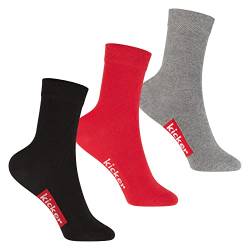 kicker Kinder Socken (3 Paar) Schwarz Rot Grau 23-26 von kicker
