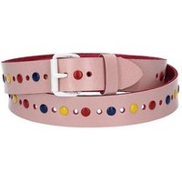 kiddybelts Ledergürtel Kids 25mm in Hellrosé Lochung, bunten Nieten und weißer Rollschließe (KB12-320) sehr weiches Vollrindleder von kiddybelts