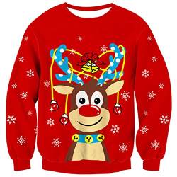 kids4ever Kinder Weihnachtspullover Lustige Rentier Rudolph Rundhals Weihnachten Strickpullover Langarm Gestrickt Christams Sweater Pullover Weihnachtspulli für Mädchen 12-13 Jahre von kids4ever