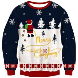 kids4ever Kinder Weihnachtspullover Weihnachtsmann Schneeflocke Weihnachten Strickpullover Langarm Rundhals Christmas Sweater für Jungen Mädchen 7-8 Jahre von kids4ever