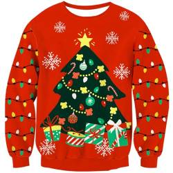 kids4ever Unisex Kinder Weihnachtspullover Weihnachtsbaum Strickpullover Langarm warme Weihnachtspullis Rot Christmas Sweater 11-12 Jahre von kids4ever