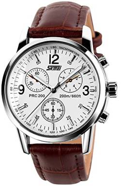 kieyeeno Herren-Armbanduhr Chronograph Quarz, 30 m, wasserdicht, Quarz-Uhrwerk, Business-Armbanduhr, elegante Automatik, Weiß von kieyeeno