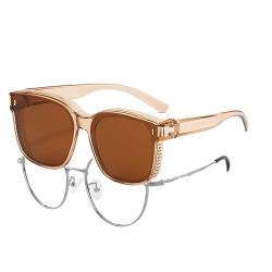 kiimiipa Sonnenbrille Damen Polarisiert,üBerzieh Sonnenbrille,Sonnenbrille FüR BrillenträGer,üBergroßE Sonnenbrille Fit Over Glasses FüR Frauen, Uv400 Schutz Extra Large Sunnies (Braun) von kiimiipa