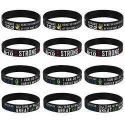 kilofly 12 Stück christliche religiöse Schrift Bibelvers Gummi Armband Armband von kilofly