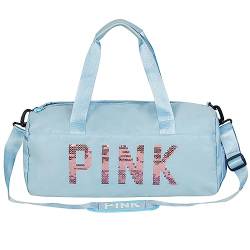 kilofly Sporttasche / Reisetasche mit Schuhfach, Pink, Hell, blau, 18 Inch, Hellblau von kilofly