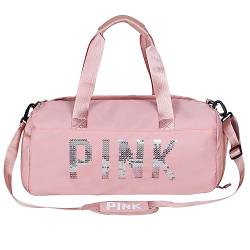 kilofly Sporttasche / Reisetasche mit Schuhfach, Pink, Pink, 18 Inch, Rosa-Silber-Logo von kilofly