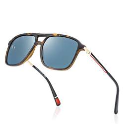kimorn Klassische Polarisierte Sonnenbrille Für Damen Herren Verspiegelte Linse Retro-Sonnenbrille Aus Metall K0802 (Schildpatt) von kimorn