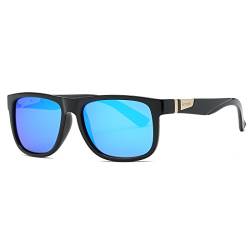kimorn Polarisierte Sonnenbrille Herren Quadratische Form Retro Unisex Brille K0585 (Glänzend schwarz&Blau) von kimorn