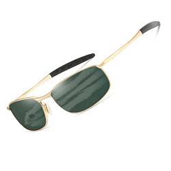 kimorn Polarisierte Sonnenbrille Herren Retro Rechteckig Rahmen Klassisch Unisex Gläser K0535 (Gold&G15) von kimorn