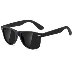 kimorn Polarisierte Sonnenbrille Klassische Unisex Horn Umrandet 80's Retro Eyewear AE0300 (Schwarz, 52) von kimorn