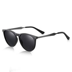 kimorn Polarisierte Sonnenbrille für Damen Herren Cateye Metallrahmen Unisex Klassische Outdoor-Brille K0816 (Glänzend Schwarz) von kimorn