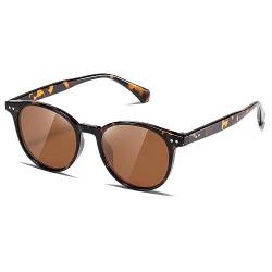 kimorn Polarisierte Sonnenbrille für damen und herren Retro Trendy Sonnenbrille 90's Vintage Runde Rahmen K1515 (Schildkröte/Braun) von kimorn