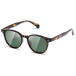 kimorn Polarisierte Sonnenbrille für damen und herren Retro Trendy Sonnenbrille 90's Vintage Runde Rahmen K1515 (Schildkröte/G15) von kimorn