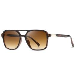 kimorn Retro Sonnenbrille für Damen Herren Trendy Retro Sonnenbrille Rechteck Rahmen Schatten K1649 (Schildkröte/Braun) von kimorn