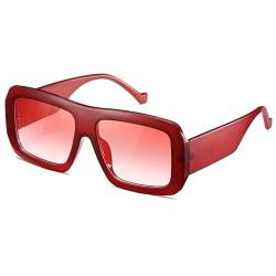 kimorn Sonnenbrille Damen Herren Trendy Retro Sonnenbrille Oversize Square Frame Shades K1571 (Rot/Farbverlauf Rot) von kimorn