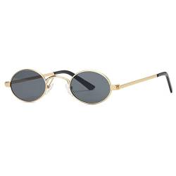 kimorn Sonnenbrille Kleine Runde Metallrahmen Oval Bonbonfarben Unisex Gläser K0577 (Gold&Schwarz) von kimorn