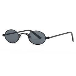 kimorn Sonnenbrille Kleine Runde Metallrahmen Oval Bonbonfarben Unisex Gläser K0577 (Schwarz) von kimorn