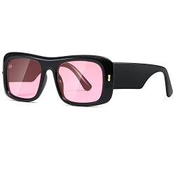 kimorn Sonnenbrille für Damen Herren Trendy Retro Mode Sonnenbrille 90er Jahre Vintage Y2K Oversize Square Frame Shades K1337 (schwarz/pink) von kimorn