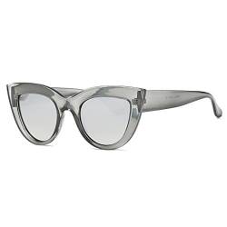 kimorn Sonnenbrille für Damen Metall Scharniere Cat Eye Kunststoffrahmen Sonne Gläser K0568 (Transparentes Grau&Silber) von kimorn