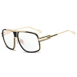 kimorn Sonnenbrille für Herren Retro Goggle Metallrahmen Classic Eyewear AE0336 (Gold/Blaulichtblockierung, 62) von kimorn