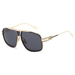 kimorn Sonnenbrille für Herren Retro Goggle Metallrahmen Classic Eyewear AE0336 (Gold&Schwarz, 62) von kimorn