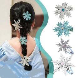 1 x Prinzessinnen-Schneeflocken-Haarspange, blau-weiß, Weihnachts-Haarschmuck für Frauen, Schleife, Glitzer, Haarspangen, Haarnadeln für Mädchen von kkiuop