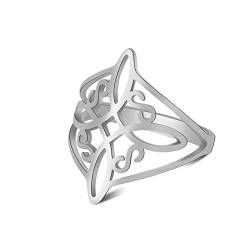 KKJOY Hexen Knoten Ring Edelstahl Magischer Knoten 4-Punkt Keltischer Knoten Hexerei Amulett Ringe für Frauen Mädchen von kkjoy