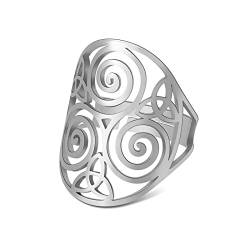 KKJOY Wirbel Keltischer Knoten Ring Edelstahl Wirbel und keltischer Knoten Einstellbare offene Fingerringe Modeschmuck Geschenk für Frauen Männer von kkjoy