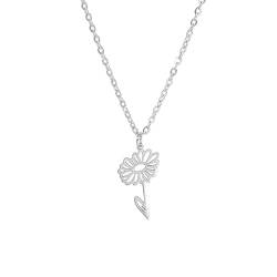 kkjoy Edelstahl Geburtsmonat Blume Halskette 12 Monate Geburtstag Blume Anhänger Halskette Beste Freund Halskette Schmuck für Frauen Mädchen von kkjoy