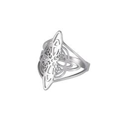 kkjoy Hexen Knoten Ring Edelstahl Magischer Knoten 4-Punkt Keltischer Knoten Hexerei Amulett Ringe für Frauen Mädchen von kkjoy