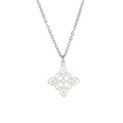 kkjoy Hexenknoten Halskette Edelstahl Magischer Knoten Pagan Wicca Symbol Anhänger 4-Spitz Keltischer Knoten Hexerei Halskette für Frauen Mädchen von kkjoy