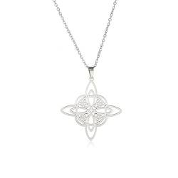 kkjoy Hexenknoten Halskette Edelstahl Magischer Knoten Pagan Wicca Symbol Anhänger 4-Spitz Keltischer Knoten Hexerei Halskette für Frauen Mädchen von kkjoy