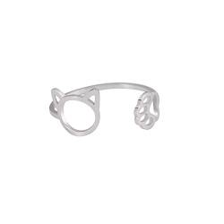 kkjoy Katzen-Ring aus Edelstahl Verstellbar Niedliche Katzen Offener Fingerring Modeschmuck Geschenk für Frauen und Mädchen von kkjoy