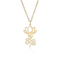 kkjoy Lotus Unalome Halskette Edelstahl Lotus Blume Yoga Symbol Anhänger Halskette Inspirational Buddhismus Schmuck für Frauen Mädchen von kkjoy
