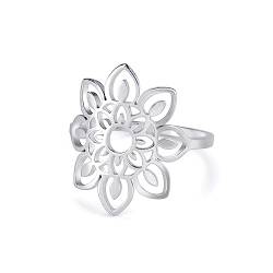 kkjoy Lotusblumen-Ring aus Edelstahl mit acht Blütenblättern als Geschenk für Frauen und Mädchen von kkjoy