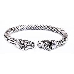 kkjoy Metall Vintage Wikinger Armreif Herren Armband mit Leopardenkopf Nordische Piraten Manschette Armbänder Männerarmband Schmuck Talisman für Teenager von kkjoy