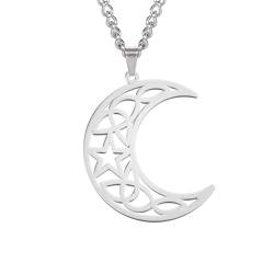 kkjoy Mondsichel und Stern Anhänger Halskette Edelstahl Zierliche Kette Mond Sonne Stern Halskette Alltagsschmuck Geschenk für Frauen Mädchen von kkjoy