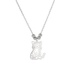kkjoy Niedliche Katze Anhänger Halsketten aus Edelstahl Tier Charme Halsketten Bester Freund Halskette Katze Fans Schmuck Geschenke für Frauen Mädchen von kkjoy