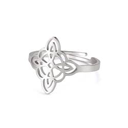 kkjoy Wicca Hexenknoten Ring Einstellbare offene Fingerringe Edelstahl-Ring mit keltischem Knoten für Frauen von kkjoy