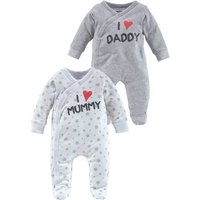 Klitzeklein Schlafoverall I love Mummy / I love Daddy (Packung, 2-tlg) aus Bio-Baumwolle, Baby-Overalls von klitzeklein