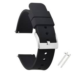 22 mm Uhrenarmband Design Silikon glatt schwarz wasserdicht mit Schnellverschluß Quick Release Federstege von klug-versand