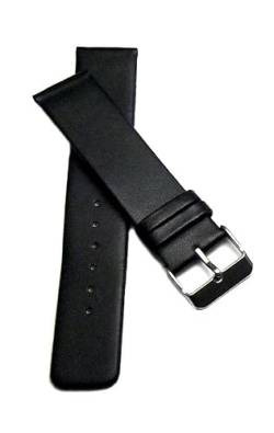 klug-Versand 20 mm Uhrenarmband schwarz Design echt Kalbsleder ohne Naht Uhrband Leder Armband von klug-versand