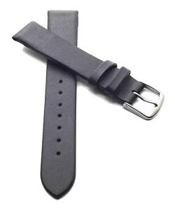 klug-versand 12 mm Uhrenarmband schwarz echt Kalbsleder Clip für Feste Stege von klug-versand