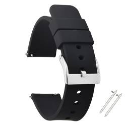 klug-versand 20 mm Uhrenarmband Design Silikon schwarz wasserdicht mit Schnellverschluß Quick Release Federstege von klug-versand