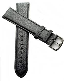 klug-versand 20 mm XL Uhrenarmband flach schwarz Uhrband Büffel echt Leder Überlänge extra Lang von klug-versand