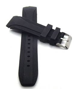 klug-versand 22 mm Uhrenarmband Silikon Taucher Uhrenband schwarz Armband mit Rundanstoß von klug-versand
