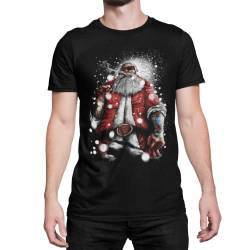 Anti Weihnachtsshirt Herren T-Shirt mit Weihnachtsmotiv freches Design Männer Tshirt Bad Ass Santa Regular Fit in Rot Grün Schwarz Große Größen S - XXXXXL von knut Fashion & Streetwear